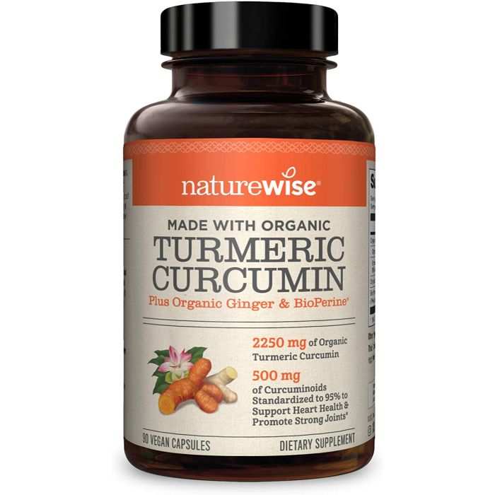NatureWise Curcumin Turmeric 2250mg BioPerine Organic Ginger 90 Caps