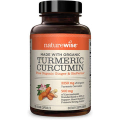 NatureWise Curcumin Turmeric 2250mg BioPerine Organic Ginger 90 Caps