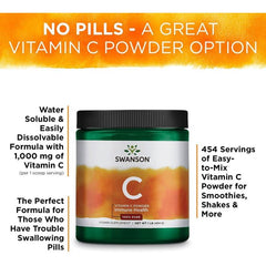 Swanson Vitamin C Powder Immune System Support Supplement 16 Oz