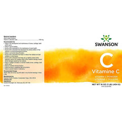 Swanson Vitamin C Powder Immune System Support Supplement 16 Oz