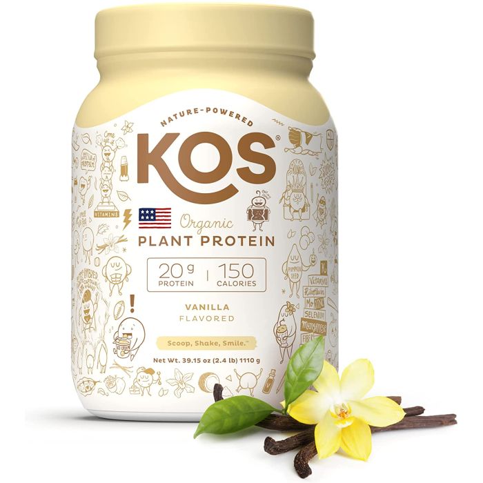 KOS Organic Plant Protein Powder Vanilla Flavored 39.15 Oz Vegan