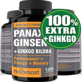 Noomost Panax Ginseng Ginkgo Biloba Performance Booster 120 Vegan Caps