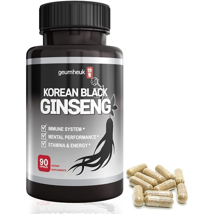 Geumheuk Korean Black Panax Ginseng 90 Caps Performance Supplement