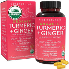 Viva Naturals Organic Turmeric Ginger Digestion Support 90 Caps