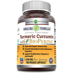 "Amazing Formulas Turmeric Curcumin 1500 mg bottle with BioPerine – 180 capsules for joint support"