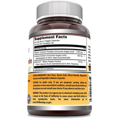 "Supplement Facts panel for Amazing Formulas Turmeric Curcumin – high absorption curcumin formula"