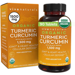 Viva Naturals Organic Turmeric Curcumin 1500mg Heart Health 90 Caps