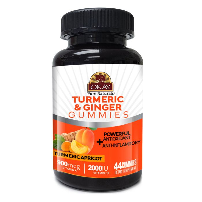 Okay Antioxidant Gummies Turmeric Ginger 44 Count Turmeric Apricot