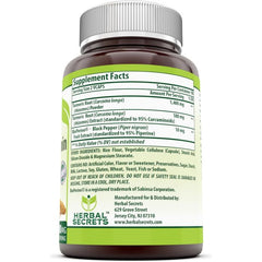 Supplement facts panel – Herbal Secrets turmeric with black pepper extract