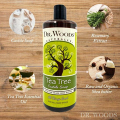 "Tea tree oil castile soap with moisturizing shea butter – 32 oz plastic bottle"