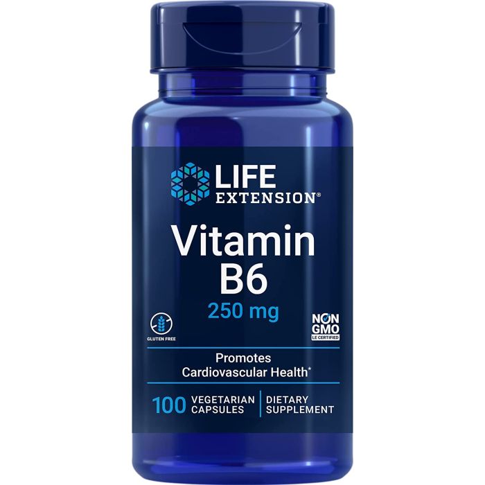 Life Extension Vitamin B6 250mg 100 Vegetarian Caps Gluten Free