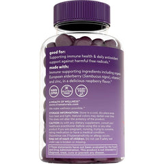 Supplement Facts label of Viva Naturals Elderberry Gummies – showing elderberry, vitamin C, zinc