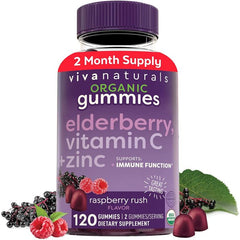 Raspberry-flavored elderberry gummies for immune support – clean ingredients, great taste