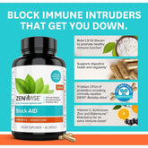 Vegetarian capsule supplement by Zenwise for immune strength and digestive comfort, 60-count