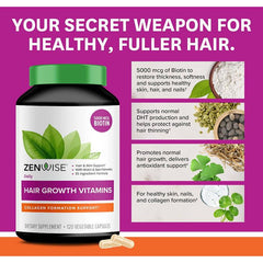 Zenwise Daily Hair Growth Vitamins bottle for collagen and hair support, 120 capsules