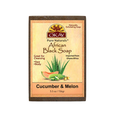 OKAY Pure Naturals African Black Soap Cucumber Melon 5.5oz / 156gr - supplementcorner