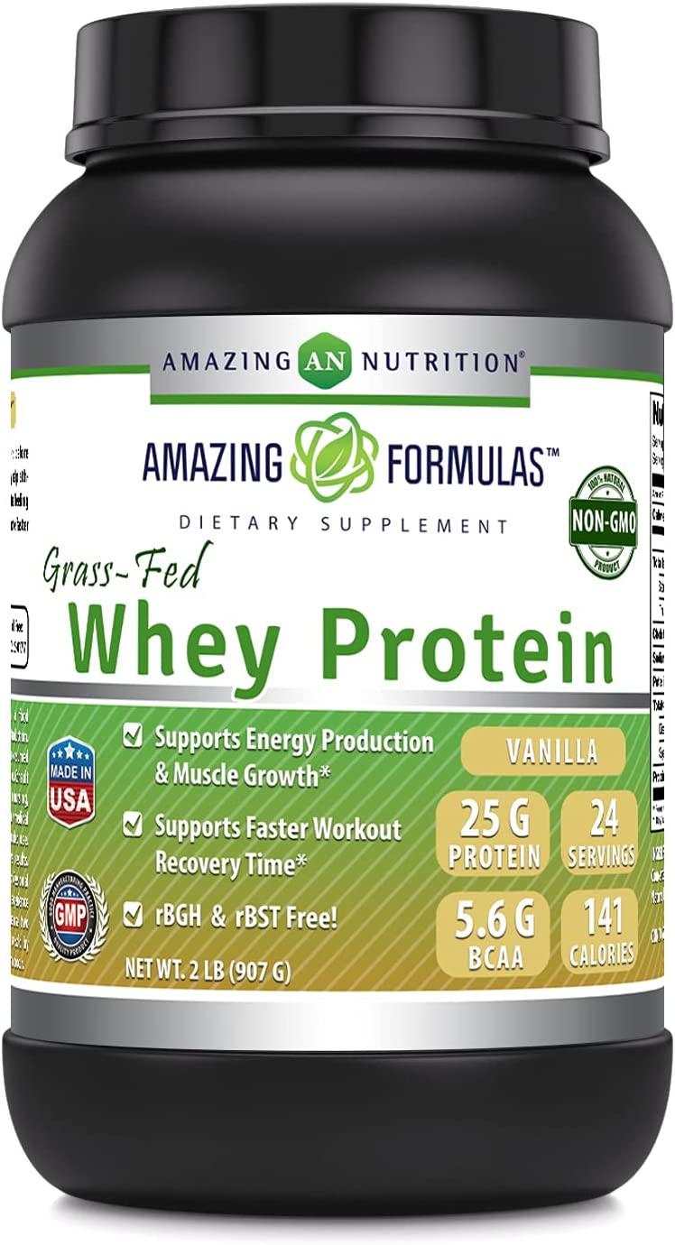 Amazing Formulas Grass Fed Whey Protein 2 Lbs Vanilla Flavor - supplemynts.com