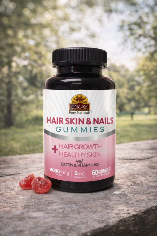 Okay Gummies Hair Skin Nails 60 Count Cream Soda Flavor Vitamin B5