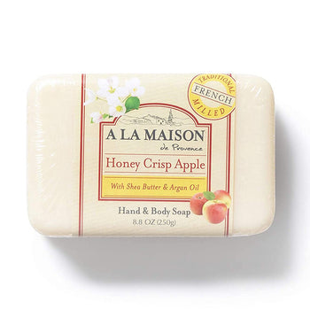 A La Maison Honey Crisp Apple Moisturizing Hand & Body Soap Bar – 8.8 oz Natural French Soap