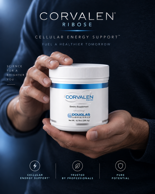 Douglas Laboratories Corvalen D-ribose powder, 10.18 oz container, gluten-free supplement for cellular energy and cardiovascular support