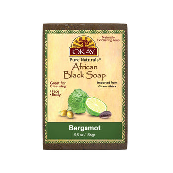 OKAY African Black Soap Bergamot – Pure Naturals Cleansing Bar 5.5 oz / 156 g