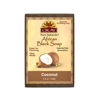 OKAY African Black Soap Coconut – Pure Naturals Deep Cleansing Bar 5.5 oz / 156 g