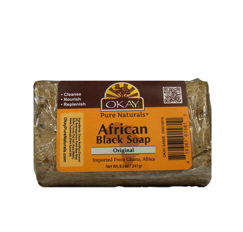 OKAY African Black Original Soap – Pure Naturals Deep Clean Bar 8.5 oz / 241 g