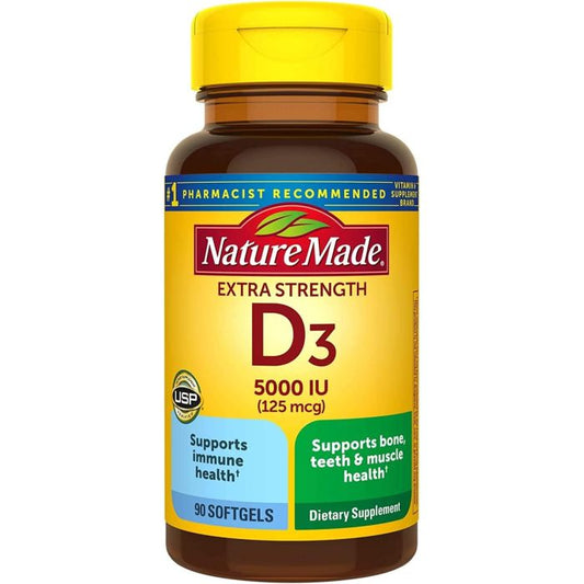 Vitamin D3 Extra Strength 5000 IU Softgels – High‑Dose Bone, Muscle & Immune Support