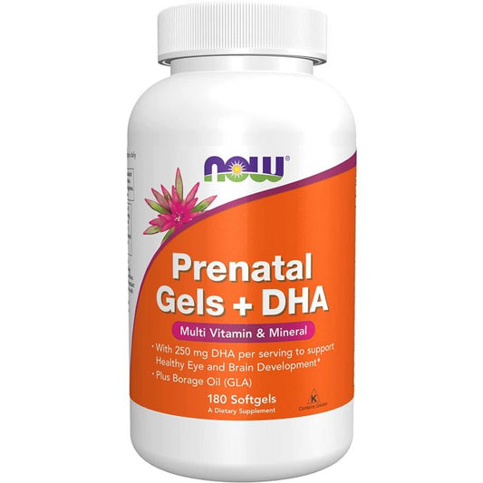 NOW Prenatal Gels + DHA Multivitamin &amp; Minerals — 180 Softgels