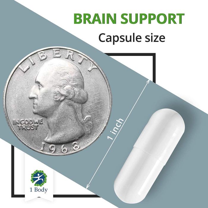 Focus Boost with Ginkgo Biloba – 1 Body Brain Support, 90 capsules for mental clarity.