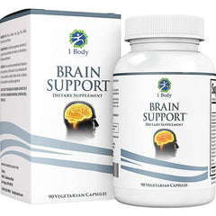 1 Body Brain Support Focus Boost Supplement – Natural energy and focus, 90 veggie capsules.