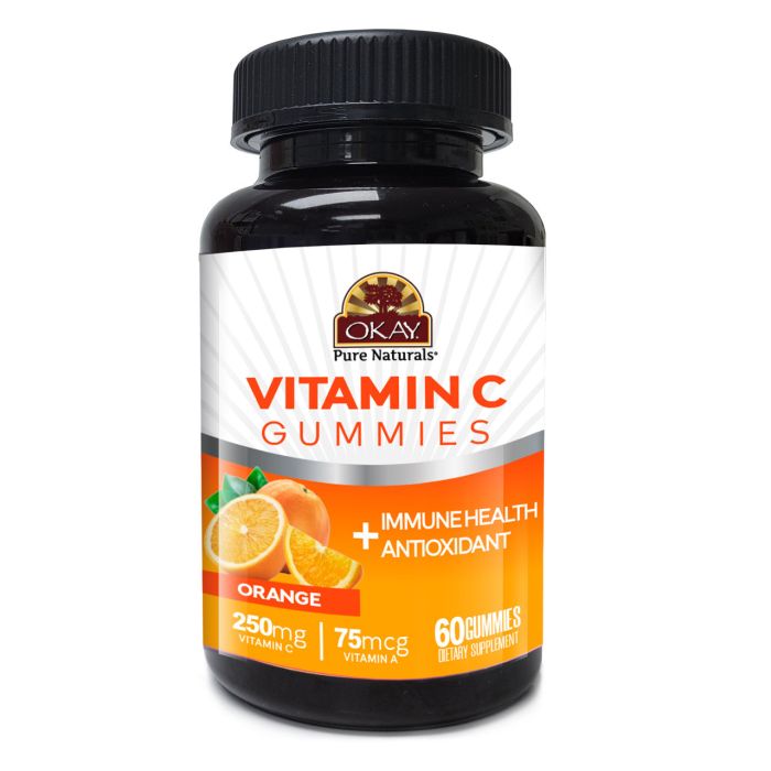 Okay Immune Health Support Gummies Vitamin C 60 Count Orange Flavor