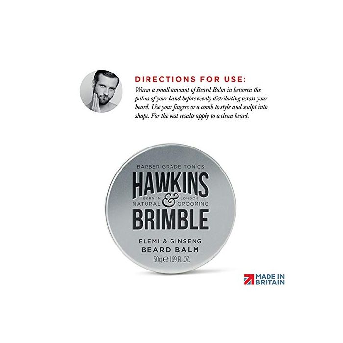 Close-up of Hawkins & Brimble Beard Balm showing creamy texture