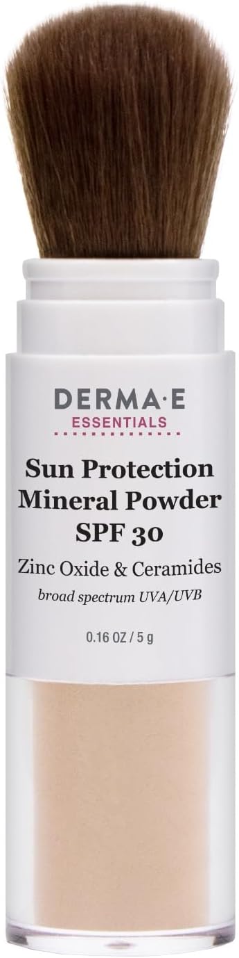 DERMA E lightweight mineral sunscreen powder for everyday facial protection