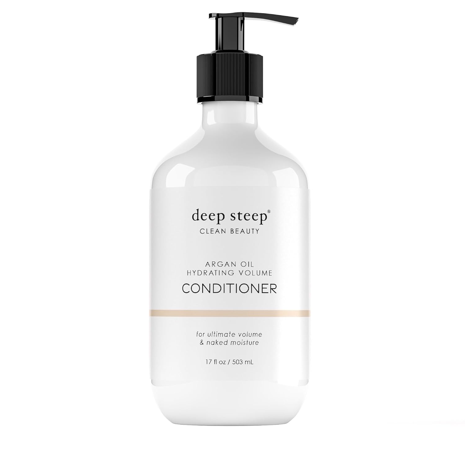 Deep Steep Hydrating Volume Conditioner label with argan oil formula