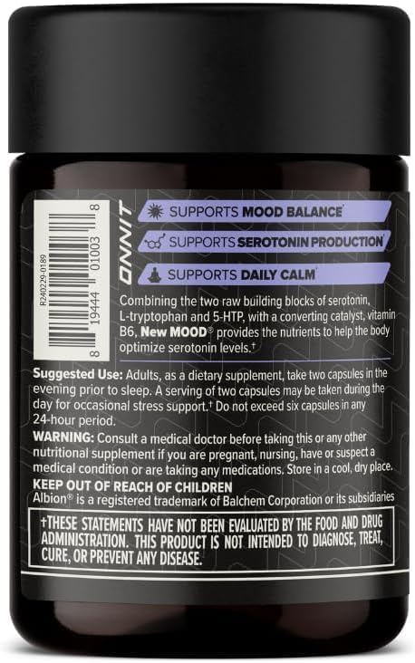 Natural serotonin support supplement with 5-HTP and L-Theanine