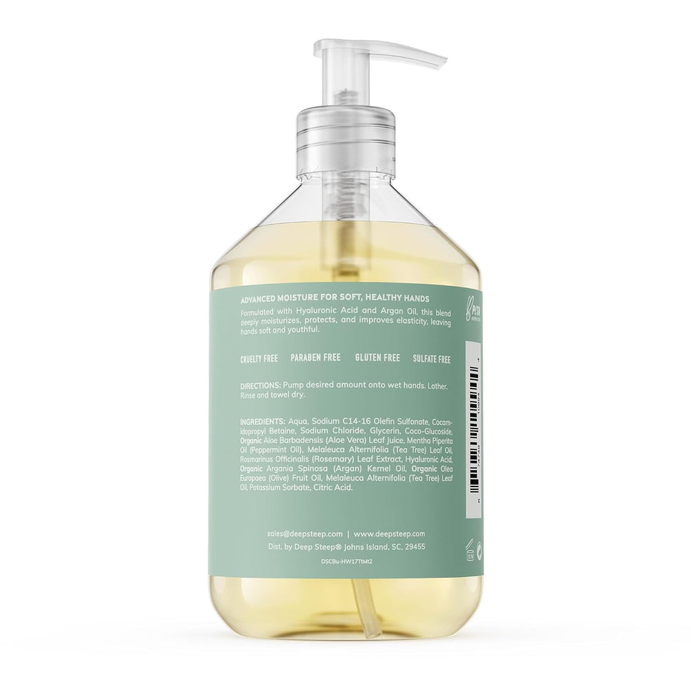 Deep Steep Tea Tree Mint liquid hand wash bottle with moisturizing botanical ingredients