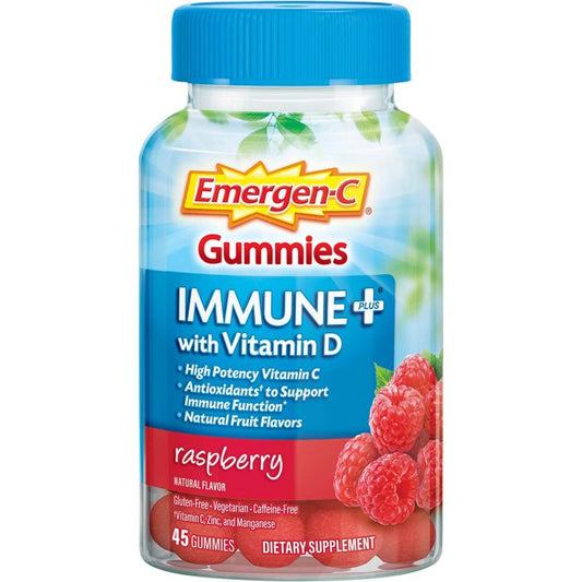 Emergen C Immune Plus Gummies Raspberry Flavor Vitamin D 45 Cnt
