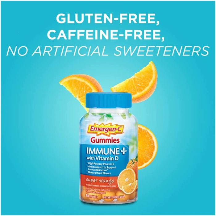Emergen C Immune Plus Gummies Orange Flavor Vitamin D 45 Cnt