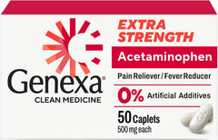 Genexa clean acetaminophen tablets 500 mg for everyday pain and fever support