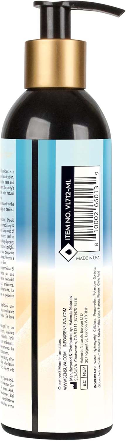 Sensuva water-based personal lubricant with pH balanced formula and pump dispenser