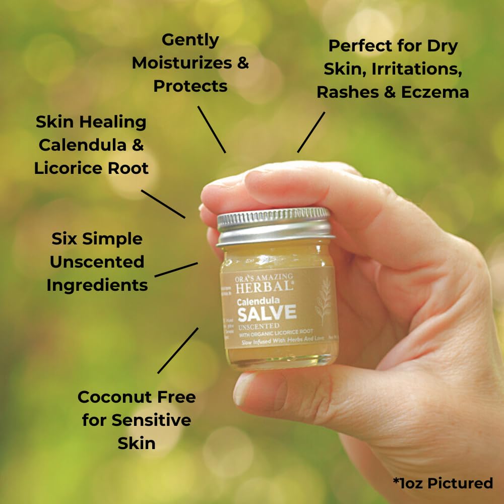 Ora's Amazing Herbal Calendula Salve 4 oz jar for dry and sensitive skin