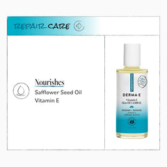 Hypoallergenic DERMA E skin care oil with vitamin E and safflower extract