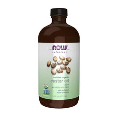 NOW Solutions Certified Organic Castor Oil Pure 16 fl oz bottle