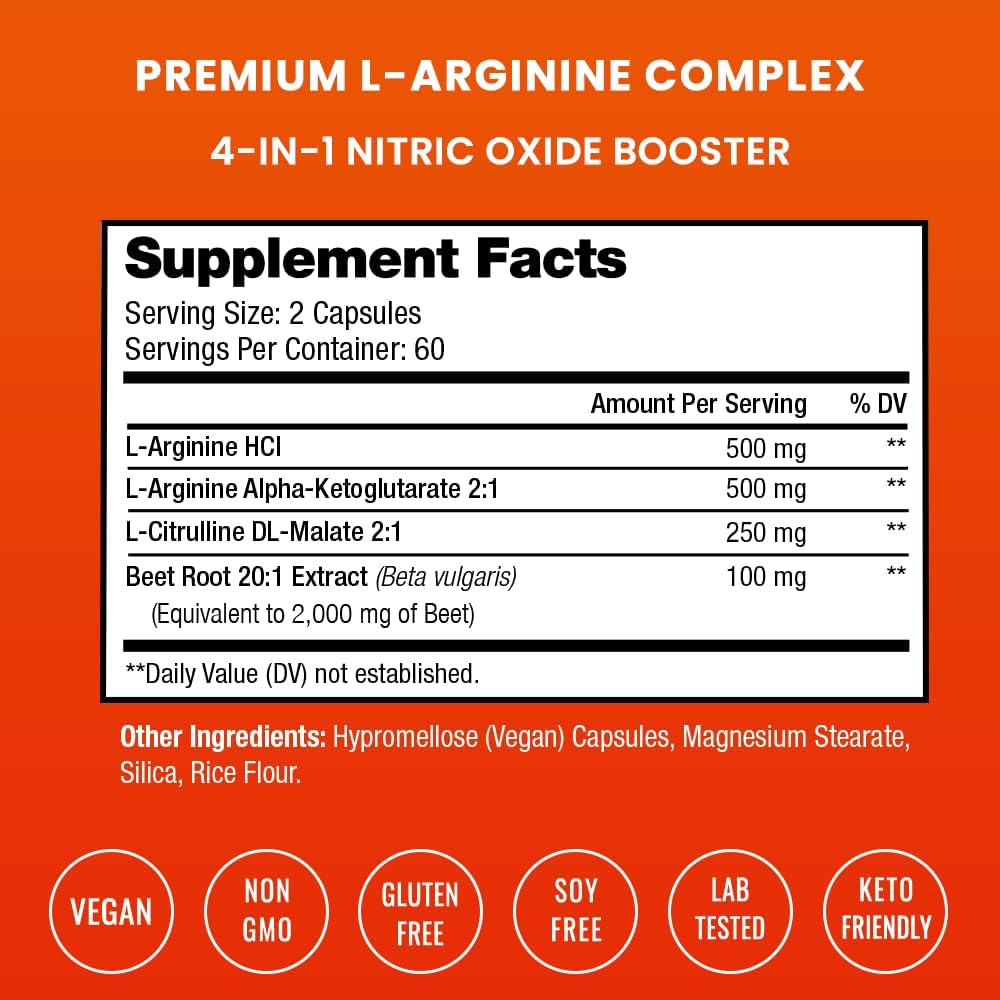 Nutra Champs L-Arginine pre-workout supplement for energy and endurance support