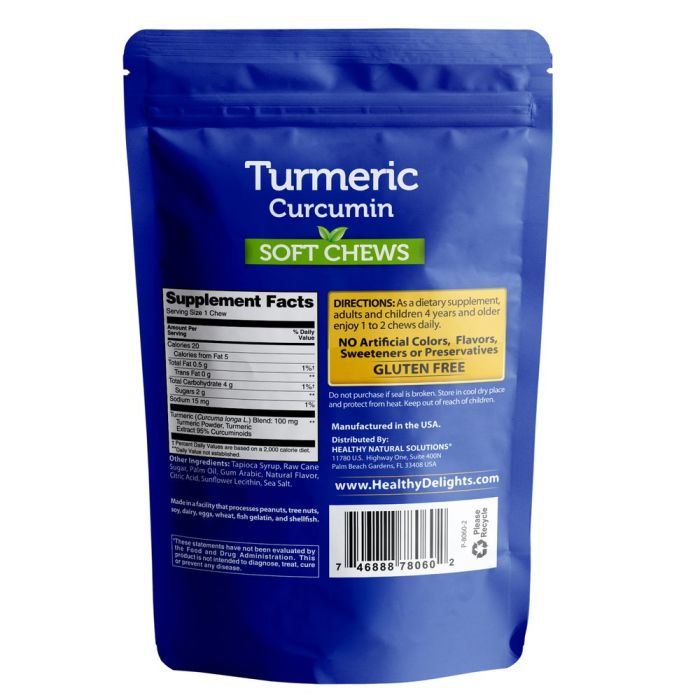 Fruit-flavored turmeric soft chews

