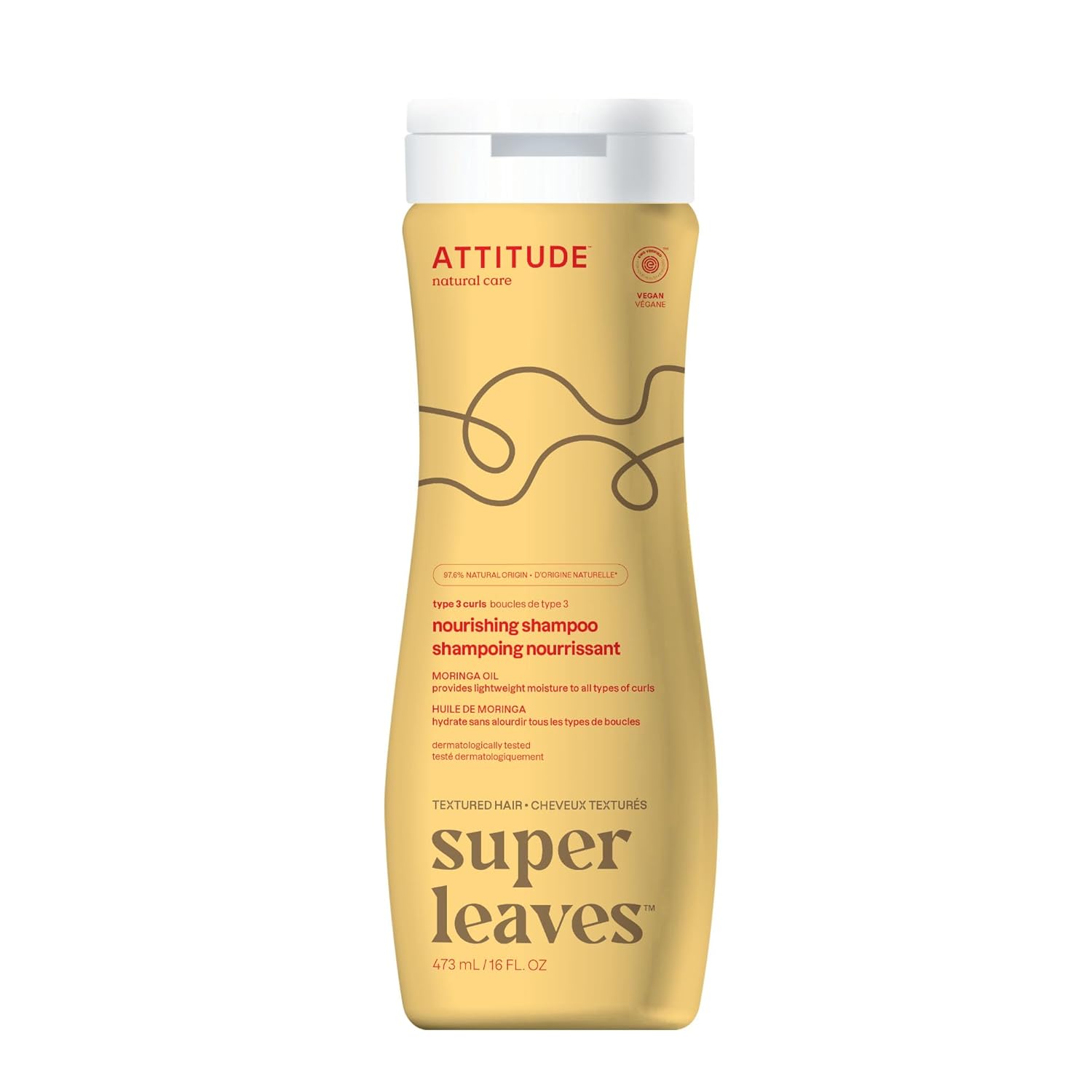 Silicone-free ATTITUDE shampoo with moringa oil for soft, defined curls