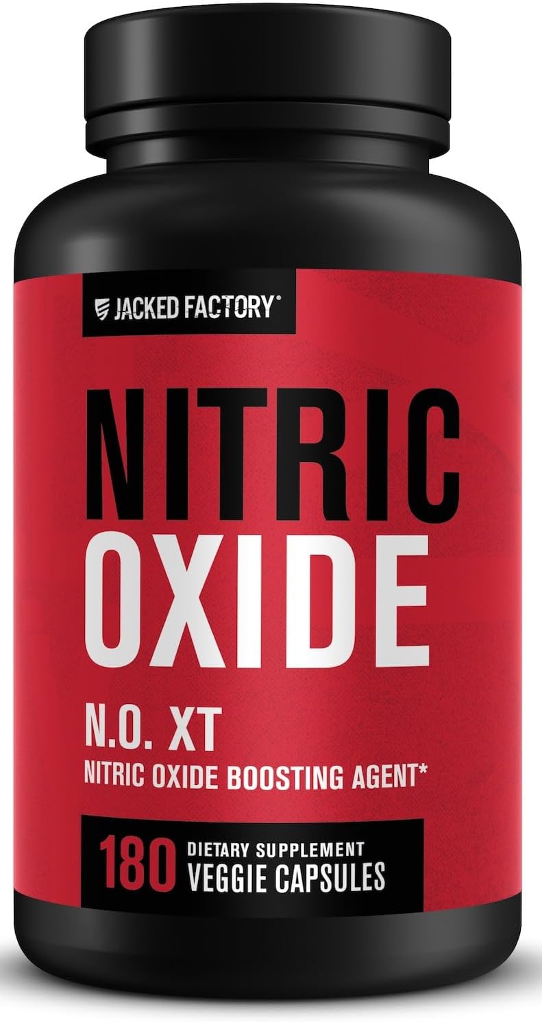 Jacked Factory Nitric Oxide N.O. XT 180 veggie capsules front bottle label