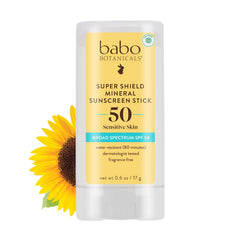 Fragrance-free water resistant SPF 50 sunscreen stick by Babo Botanicals