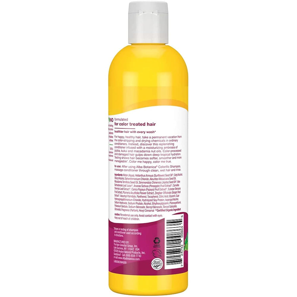Alba Botanica Colorific Conditioner ingredient list with jojoba and aloe